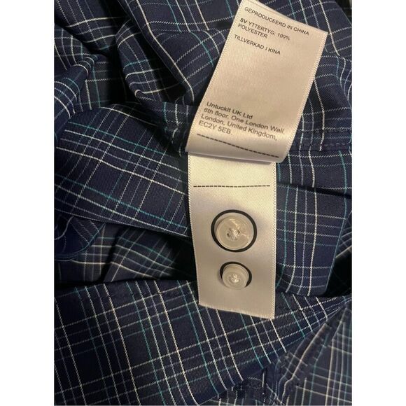 Untuckit Vesparo Slim Fit Navy Blue Check Men’s Button Down Shirt Extra Large XL - Picture 6 of 6